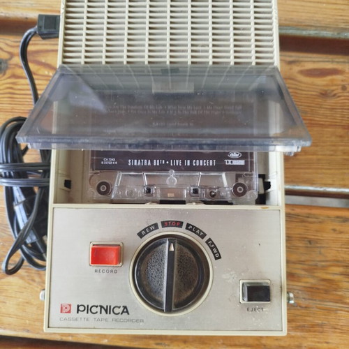 Picnica P-71AC vintage portable cassette recorder used, 1970s-80s