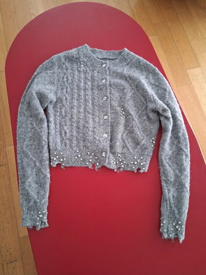Zara gray knitted cardigan like new with stones size S