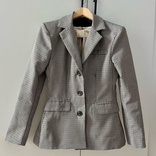 Checked brown jacket with shoulder pads like new, size S