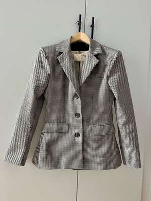Checked brown jacket with shoulder pads like new, size S
