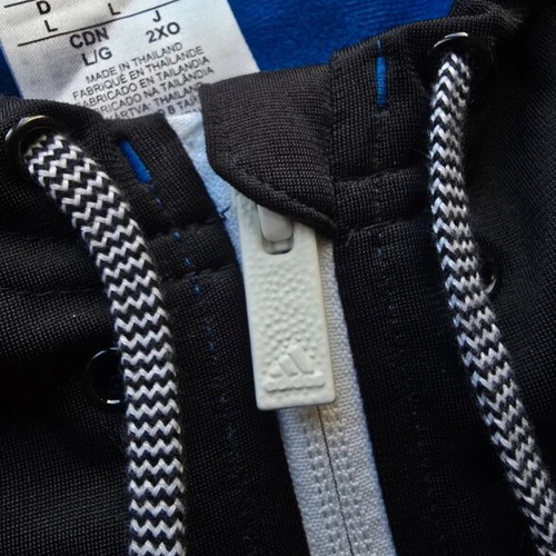 Adidas Performance Colorblock Zip Up Hoodie, royal blue black, large