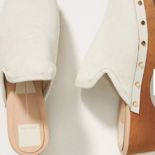 Dolce Vita Closen Clogs used, bone nubuck leather, wooden sole, size 38