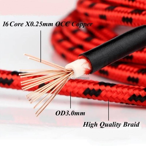 Hi-Fi audio speaker OFC cable 2x6.3mm 2x3m with gold-plated banana connectors