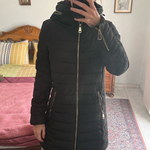 Black quilted jacket S/M like new with gold details