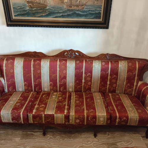 Classic Louis-style carved vintage wooden living room set