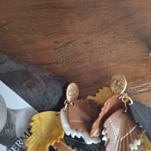 Bizermani earrings new, brown and yellow tones