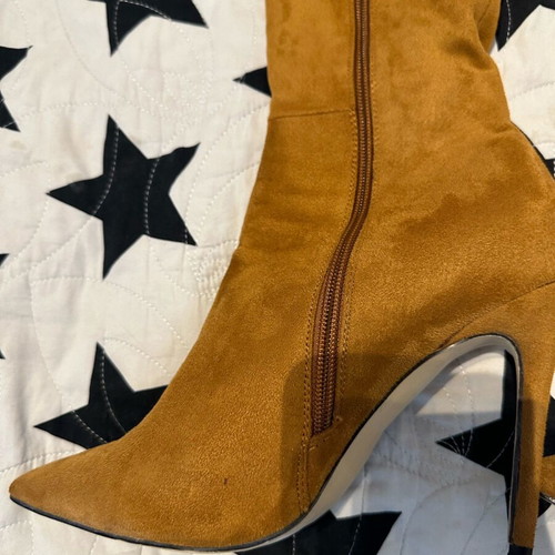 High boots over the knee like new, orange, size 39