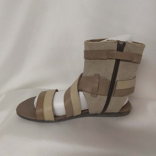 Acebo's leather sandals like new, ankle height 15cm, size 38, beige and brown