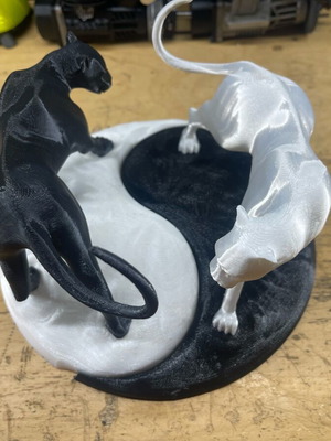 Πρωτότυπο διακοσμητικό Yin Yang με πάνθηρες 3D εκτύπωση καινούργιο