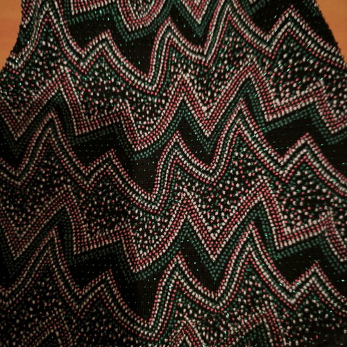 One-piece swimsuit like new with small beads, black and multicolor