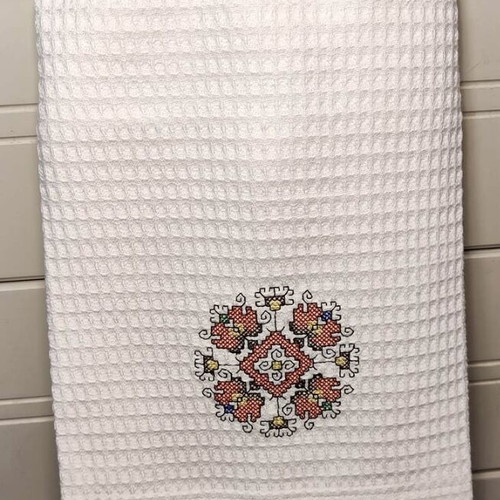 Cotton towel new with Bulgarian traditional embroidery 43x60cm