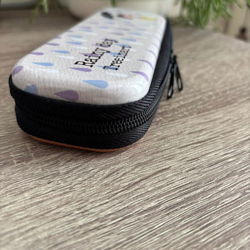 Metal glasses case new, gray and orange