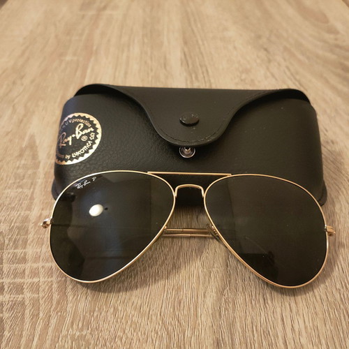RayBan Aviator Large Metal RB3025 001 62 polarized sunglasses, green lenses