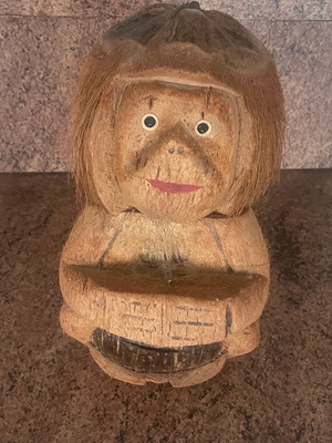 Handmade coconut monkey figurine used