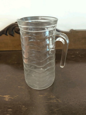 Tall glass jug with handle like new