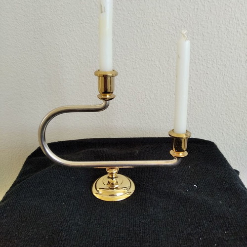 Chineli Italy candle holder silver gold new 15x13 cm