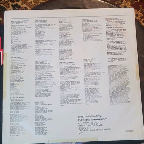 Slayer Live Undead vinyl used, metal