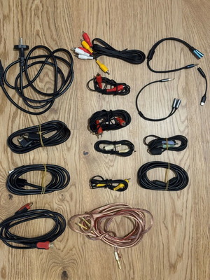Various used cables pack including HDMI, speaker, RCA cables