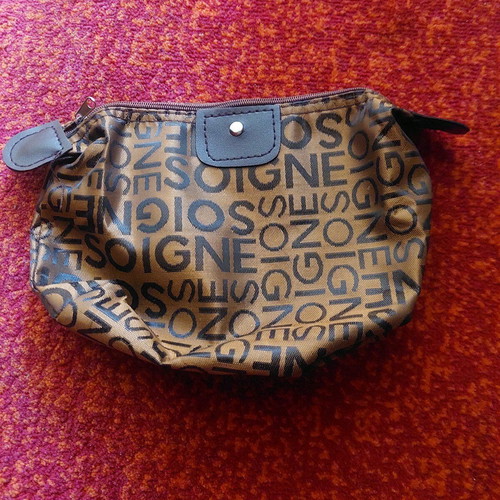 Toiletry bag new brown with letters