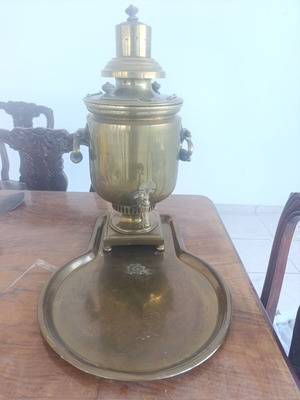 Ρωσικό σαμοβάρι 1928 μεταχειρισμένο, μπρούτζινο συλλεκτικό σετ από Τούλα