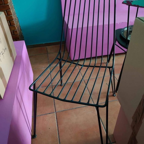 Metal chair used, set of 2 with cushion