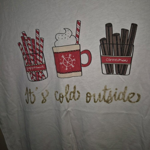 ZUIKI BASIK Christmas T-shirt M like new, white with glitter print