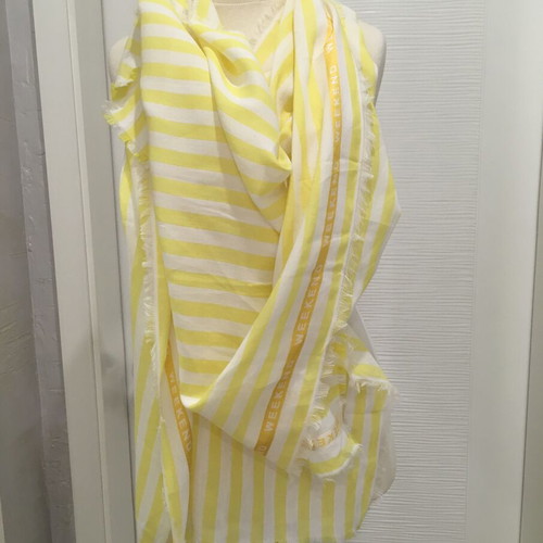 Weekend Max Mara Cotton/Linen Scarf New, White and Yellow