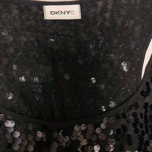 DKNY top with sequins and sporty back like new, black