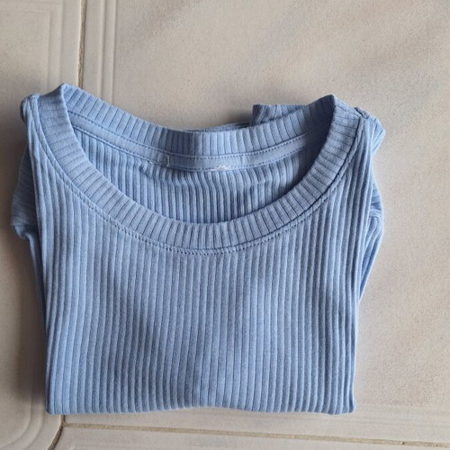 Rib Crop Top used, baby blue, short sleeve, size S