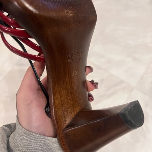 Costume National Wooden Heel Sandals like new, size 39, black and burgundy