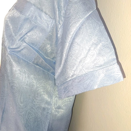 Satin short-sleeve pajamas XL turquoise with patterns, new