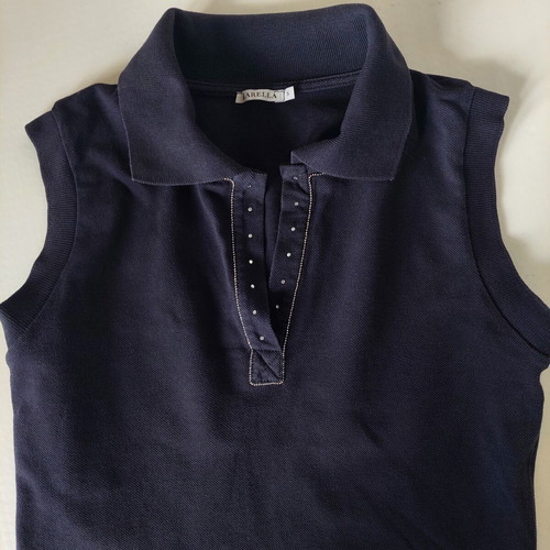 Marella sleeveless polo pique top dark blue size small like new