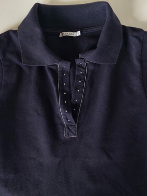Marella sleeveless polo pique top dark blue size small like new