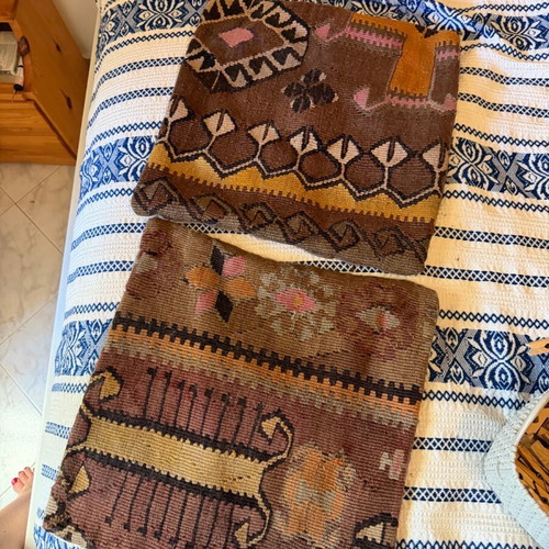Vintage woven kilim cushion covers set of 2, used, boho decor