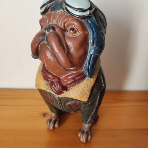 Bulldog Pilot Bust Decorative Figurine like new, retro style