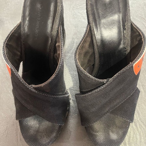 Calvin Klein platform sandals size 39 used, cotton fabric