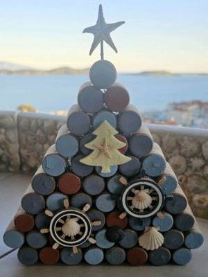 Christmas decorative trees like new, pack of 4, sea theme and glass