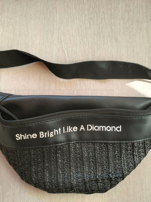 Black waist bag like new with "Shine bright like a diamond" text