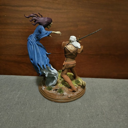 Witcher diorama hand-painted, 15 cm height