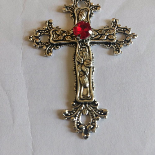 Silver-plated cross new for neck 8.5 x 5.5 cm