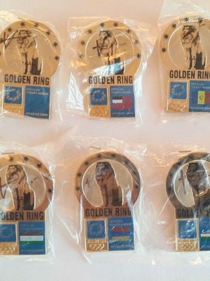 Athens 2004 Olympic Games full set of 9 Golden Ring pins like new