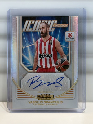 Vassilis Spanoulis Iconic Auto κάρτα μπάσκετ μεταχειρισμένη, αυτόγραφο Ολυμπιακού
