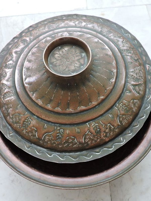 Copper pot used, polished and trimmed