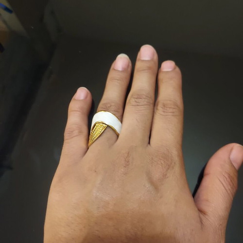 Ring used, white and gold tone