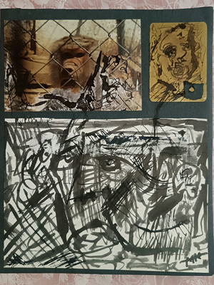 Painting and collage mixed media, made to order, Syrmatoplegmata pantou