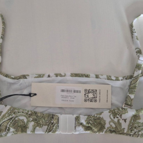 Bikini Top Vassia Kostara new, white and green, size S