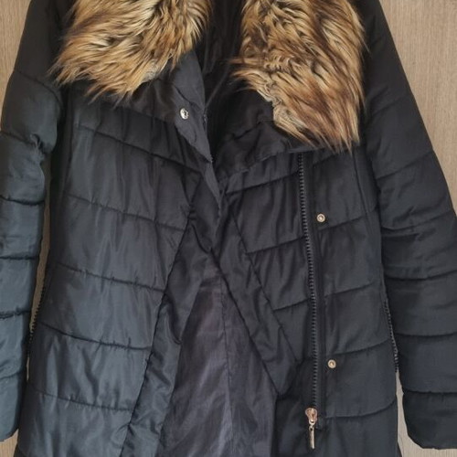 Toi&Moi black quilted jacket with fur collar new