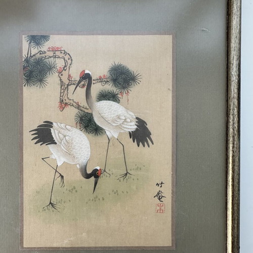 Vintage Japanese Wall Art with Cranes, like new