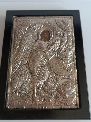 Silver Icon Saint John the Baptist used, 22x16 cm, pure silver 950