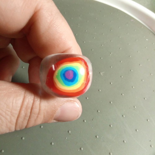 Plastic rainbow ring used, size 5.5/50/16.3